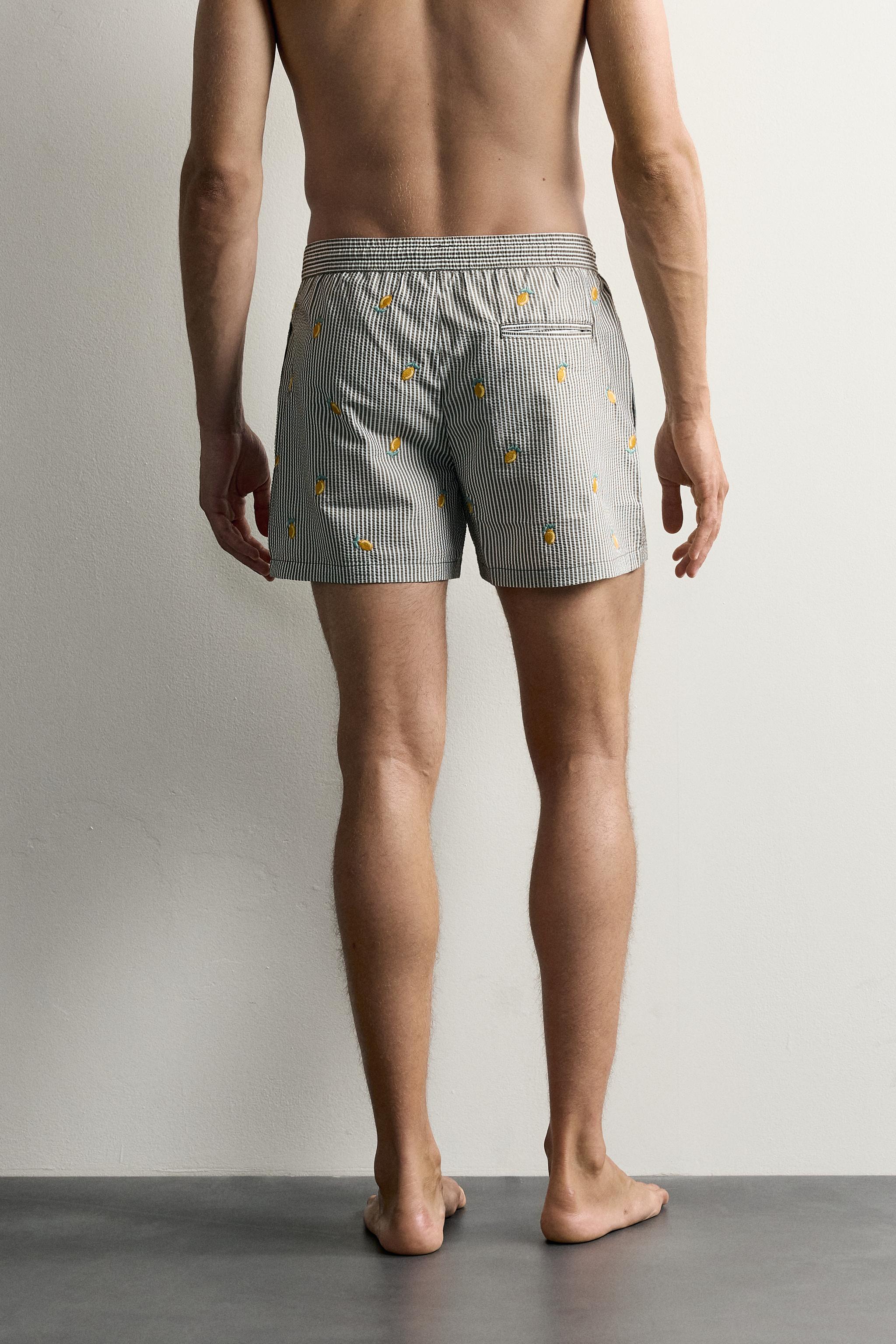 MAILLOT DE BAIN MI-LONG SEERSUCKER BRODÉ